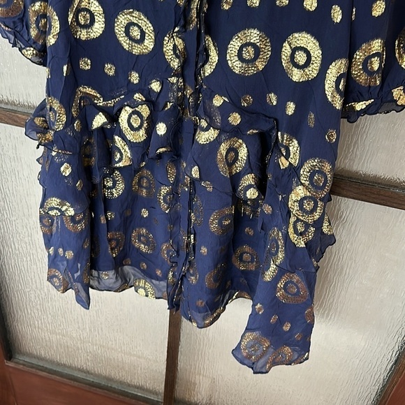 SALONI
Navy Gold Tilly Ruffle Dress in size 4 - Picture 10 of 12